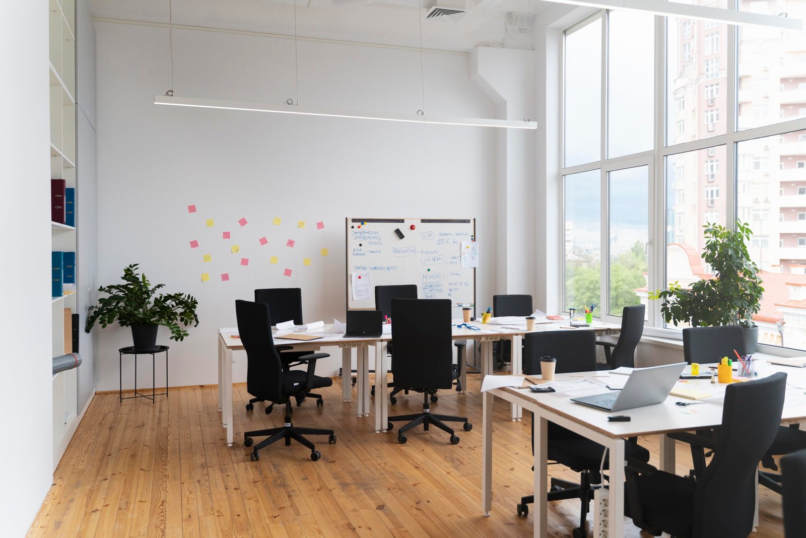 Open office renovation with workstations, desks and collaborative workspace planning