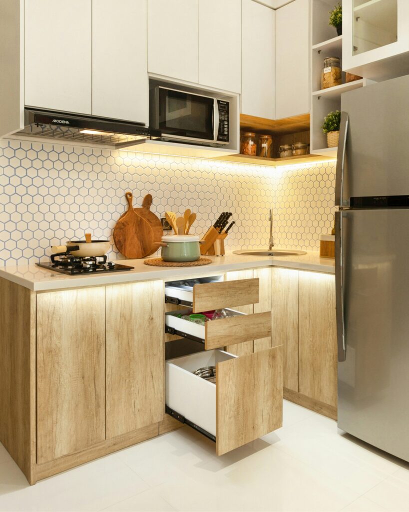 Kitchen Renovation Vancouver featuring oak and white kitchen cabinets