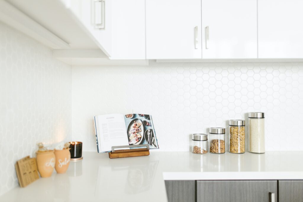 Vancouver kitchen renovation with white mosaic backsplash tiles