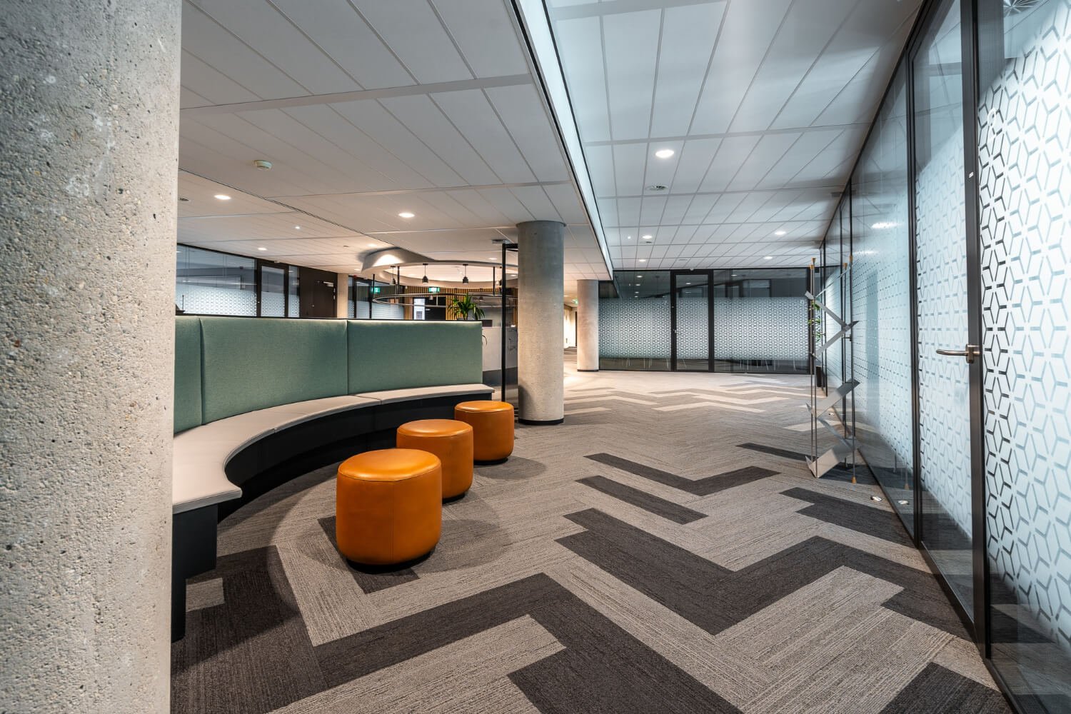 Durable commercial flooring in a modern business interior