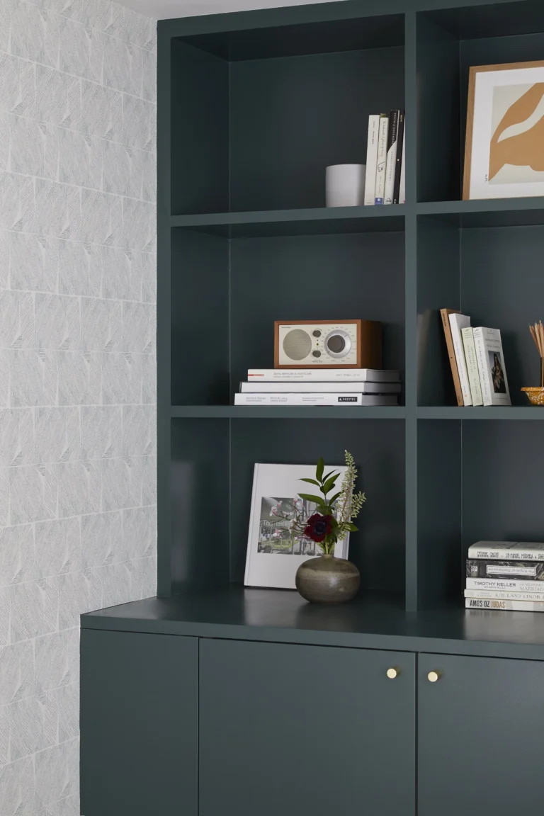 Finished basement renovation in Burnaby by a licensed basement renovation contractor featuring custom built-ins and modern design