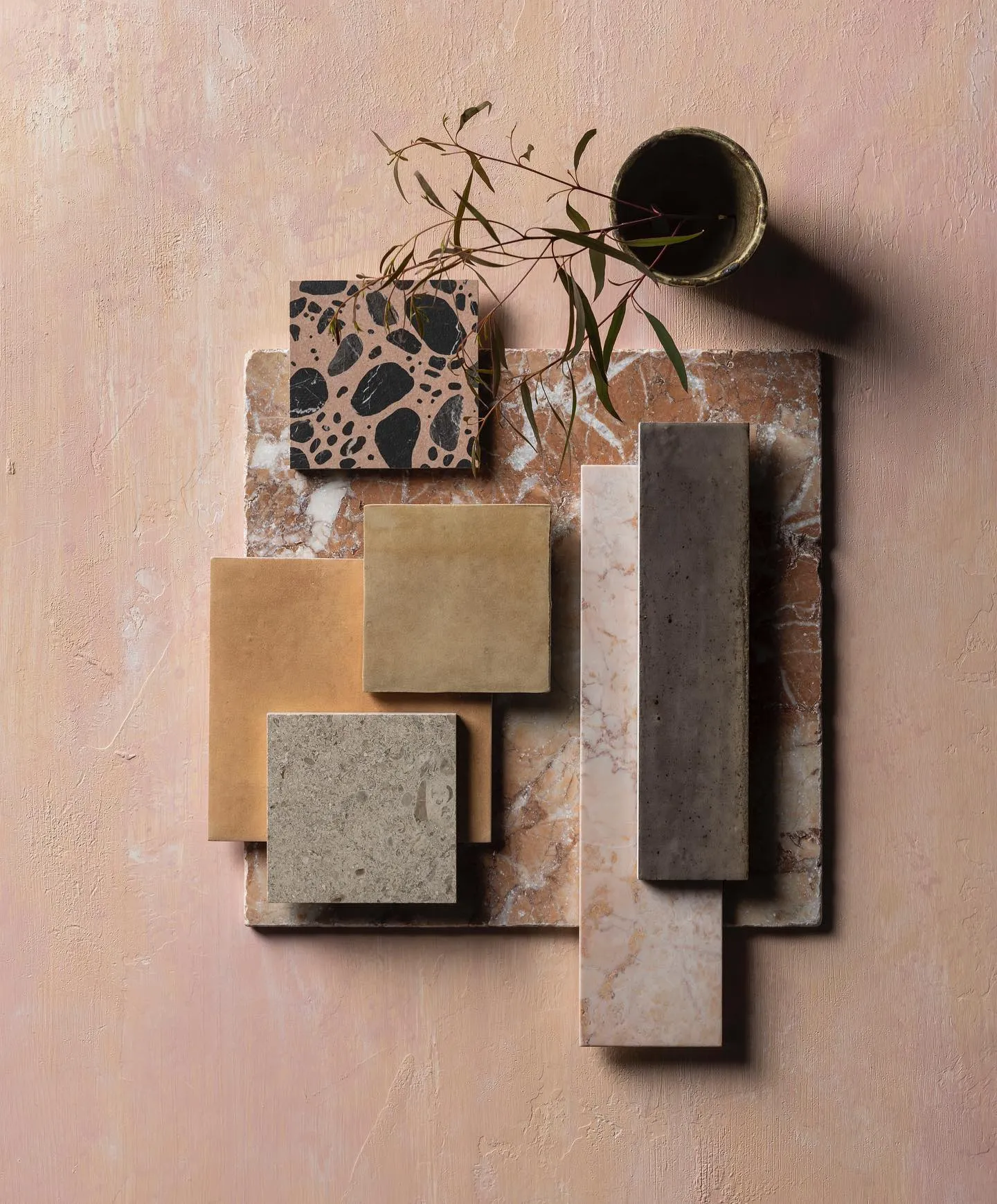 Interior design material and renovation planning mood board