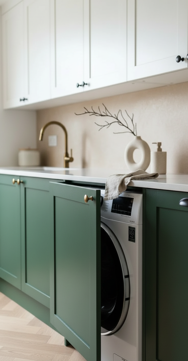 Basement laundry room with custom millwork