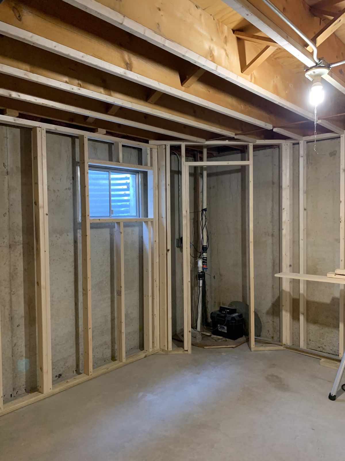 Basement foundation and framing during renovation