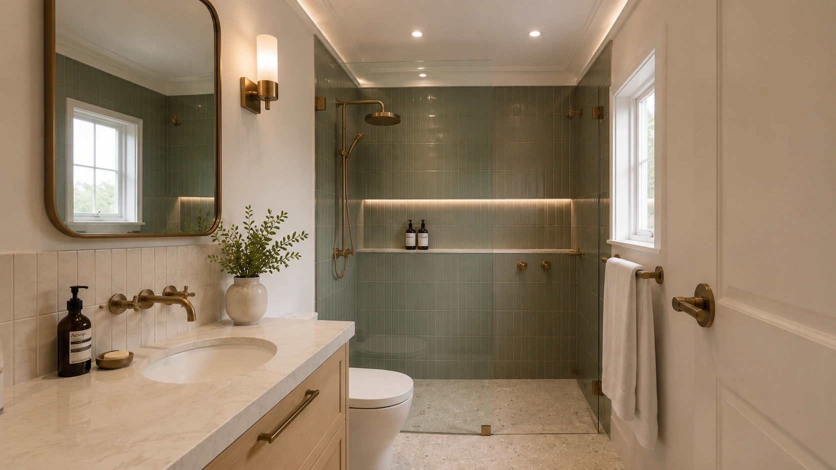 Luxury bathroom renovation Ambleside with premium tile, custom vanity and refined finishes