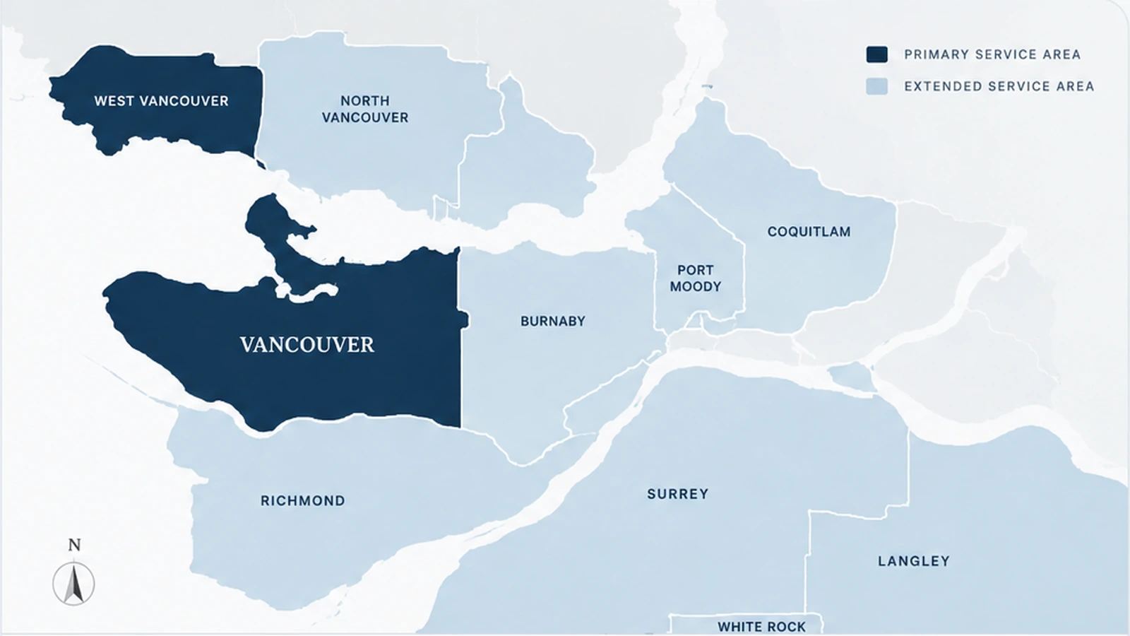 Map highlighting Vancouver within the Greater Vancouver service area