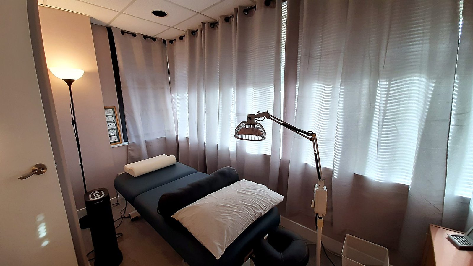 Treatment room in a renovated Vancouver chiropractic office