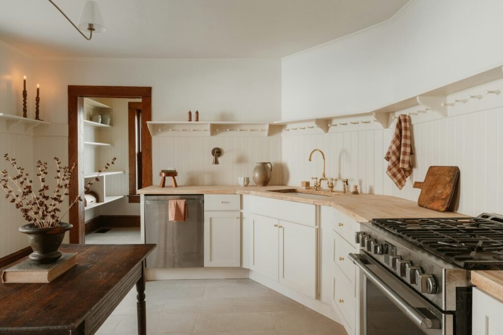 Farmhouse cottage kitchen with natural materials