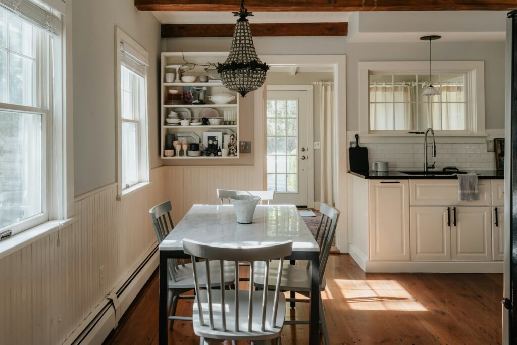 Farmhouse dining area beside the kitchen