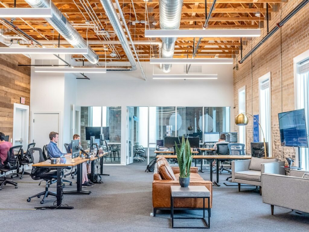 Modern hybrid office workspace