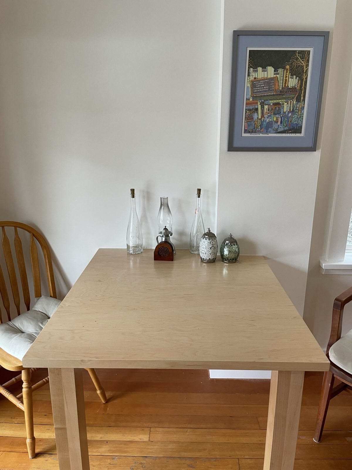 Custom solid maple dining table built to match the kitchen in a Kitsilano home