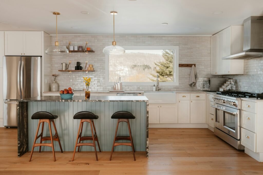 Modern coastal kitchen with light finishes