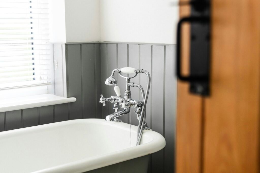 Traditional bathroom with clawfoot tub
