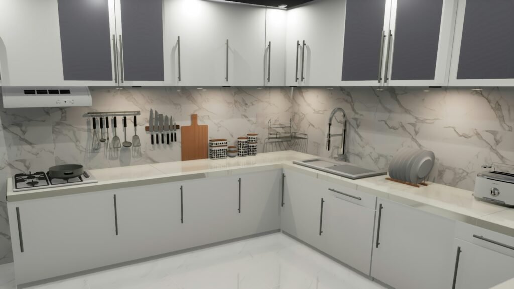 U-shaped modern kitchen layout
